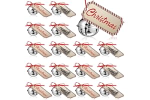 Geyee 24 Set Christmas Believe Bell Ornament 1.6 Inch Polar Sleigh Bell Bulk with Christmas Believe Ticket Ribbon Train Ticket Silver Xmas Tree Ornament for Xmas Party Favors Gift