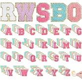 R.SASR 130 Pcs Letter Patches, Self Adhesive Patches, Embroidered Patch for Clothing (White, Sky Blue, Pink, Rose Red, Purple)