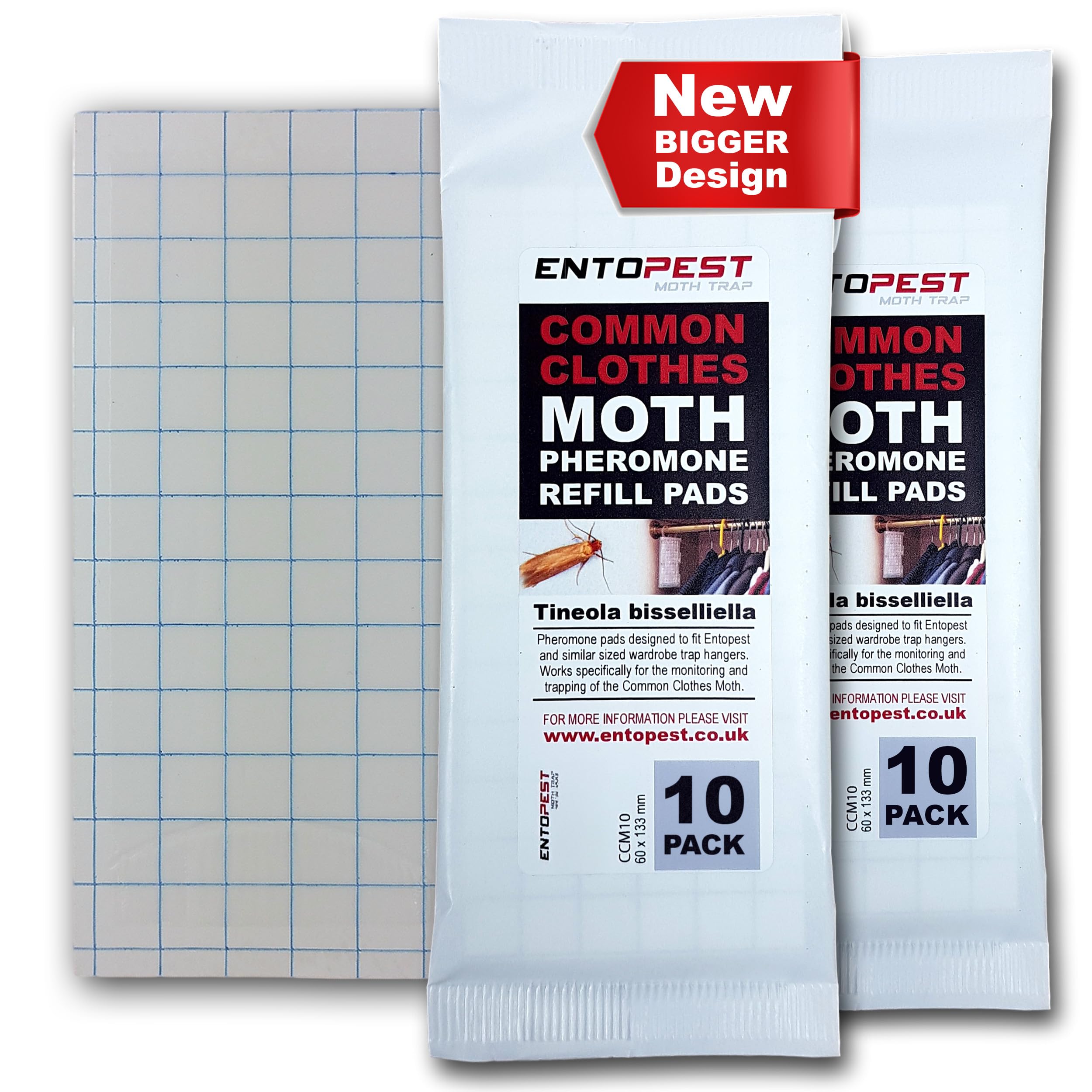 20-Pack Clothes Moth Monitoring Pads - Refill for Room & Wardrobe Hanger Units - for Detection of Tineola bisselliella