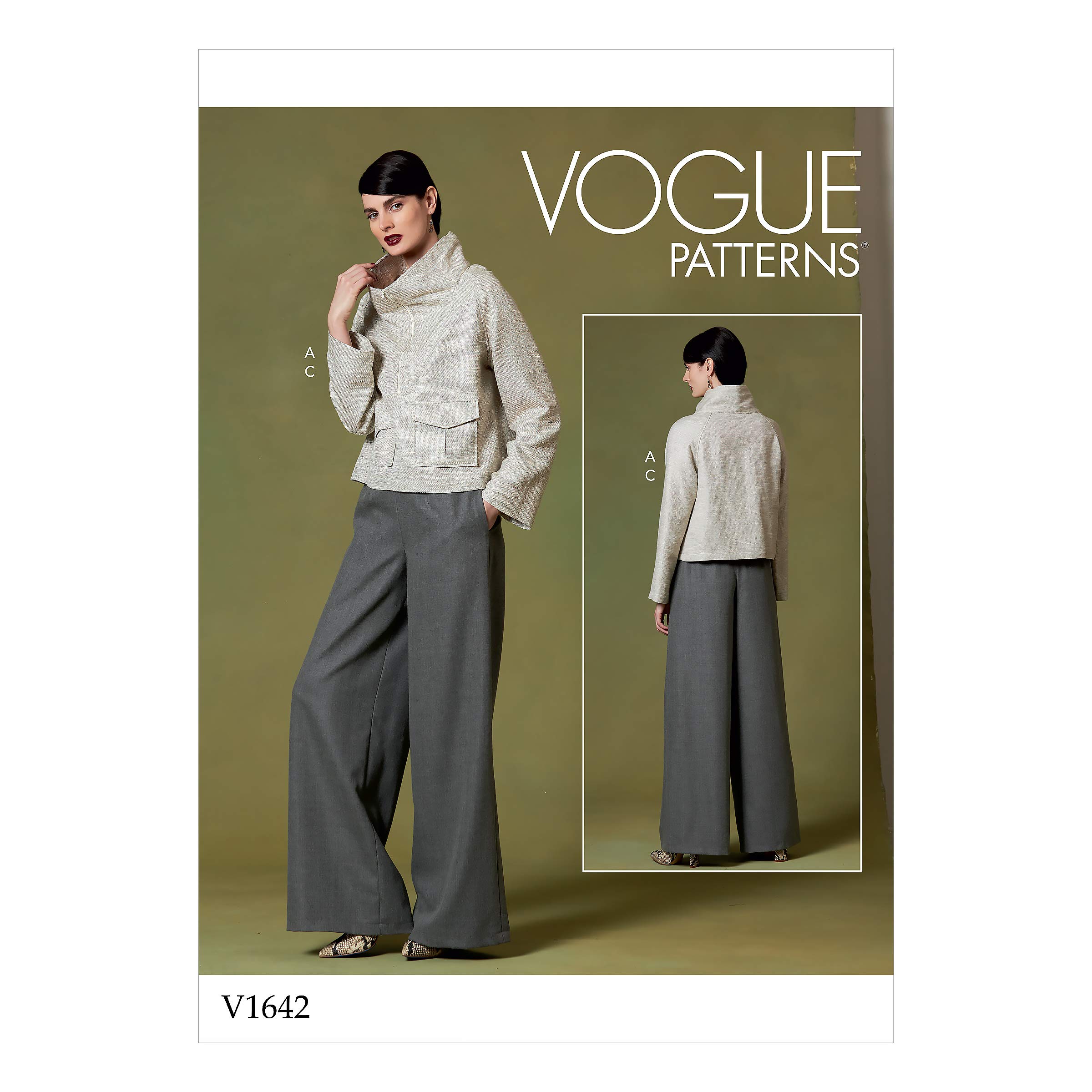 Vogue Patterns-V1642Z-Misses>Suits & Coordinates;Misses>Tops;Misses>Pants, Jumpsuits & Shorts, White