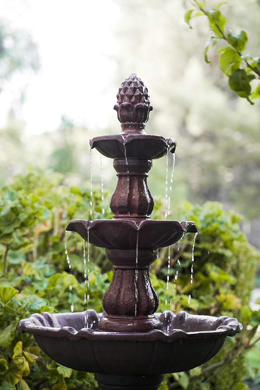 XBrand FT973615 3-Tier Freestanding Waterfall Fountain Outdoor Garden, Yard, Lawn, Porch Décor, 52 Inch Tall, Brown : Garden & Outdoor