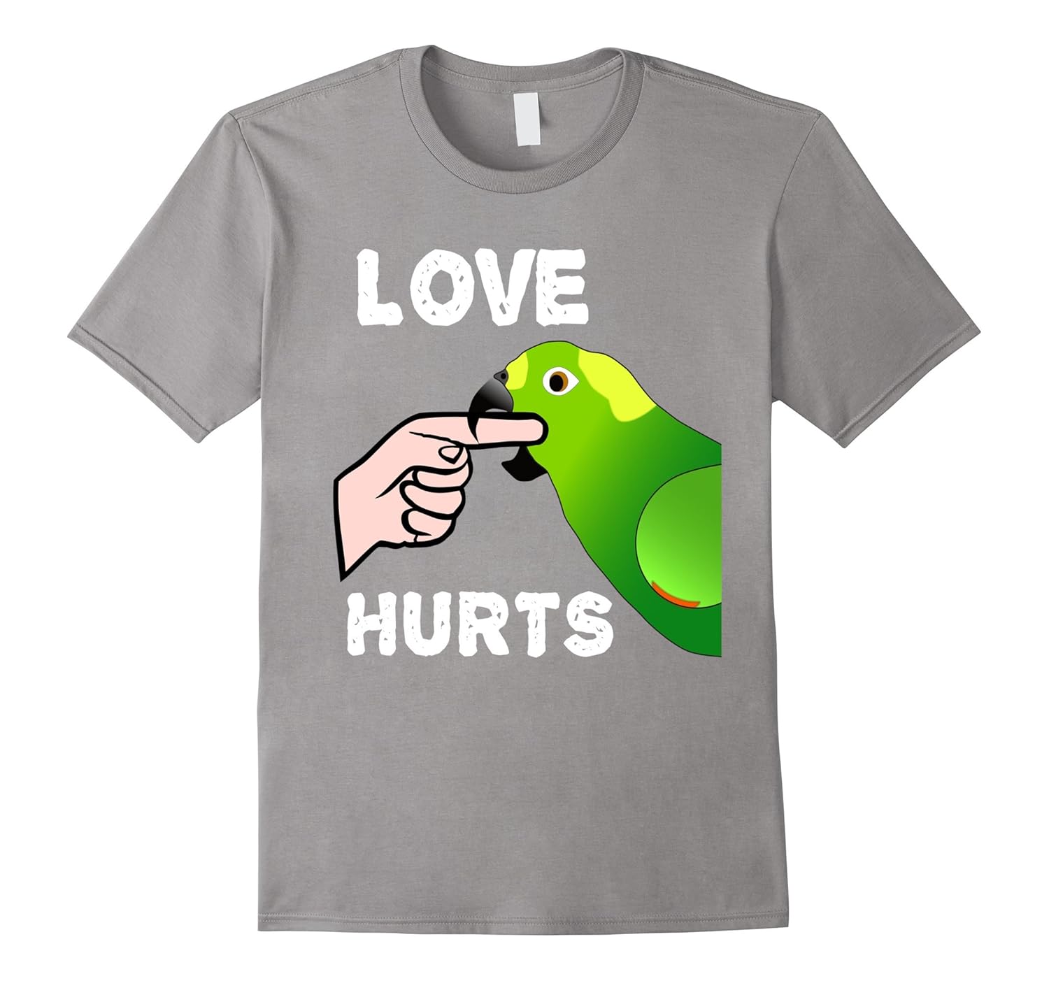 Love Hurts Yellow Naped Amazon Parrot Biting T-shirt-Rose