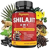 Papnami Shilajit Himalayan Supplement for Men & Women - 150 Capsules Combined Ashwagandha, Ginseng, Saw Palmetto, Maca, Tribulus, Chaga & Black Pepper