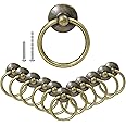 Bonsicoky 12Pcs Round Ring Drawer Pulls Vintage Bronze Ring Handle Knobs for Cabinet Drawer Dresser Cupboard Wardrobe, Single Hole