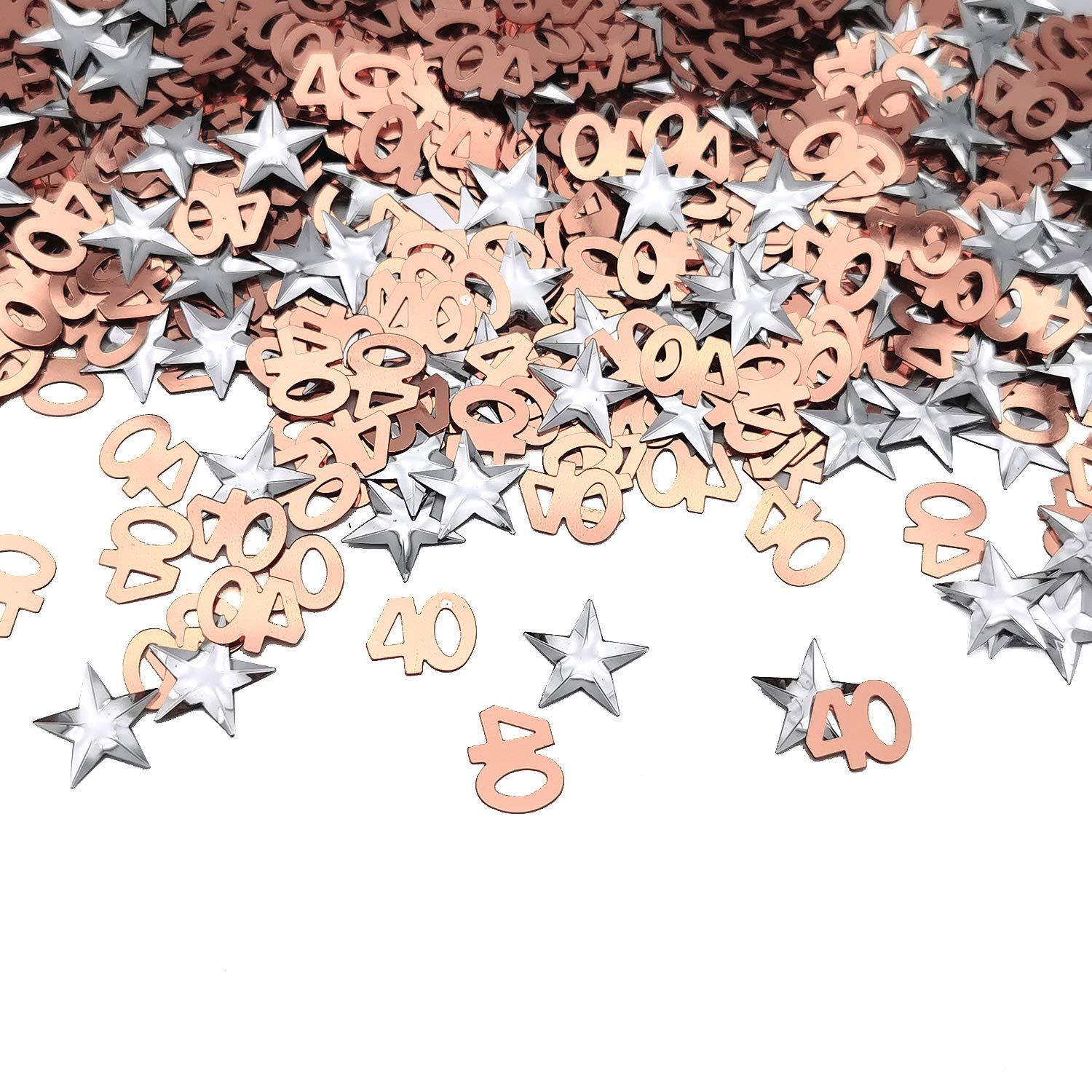 iZoeL 40th Birthday Rose Gold Table Confetti (1200pcs) - Star Sequin for Party, Wedding Anniversary Table Decoration
