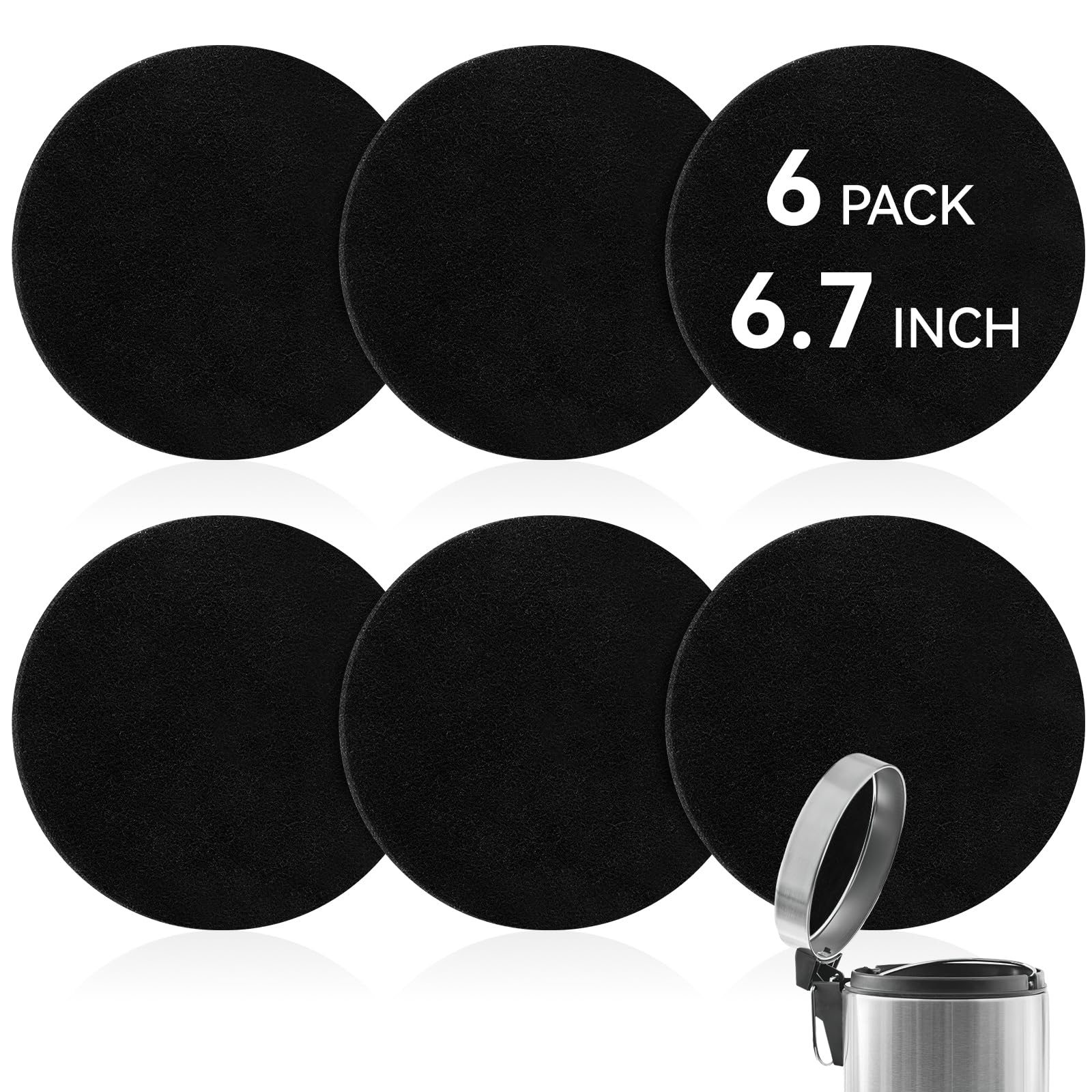 Photo 1 of 6 Pack Charcoal Filters for Compost Bucket, 6.7 Inch Compost Filters for Countertop Bin, Activated Carbon Replacement Filters for Kitchen Compost Bins, Home Bucket Compost Bin Refill, Round