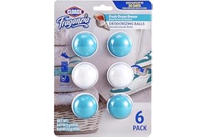 Clorox Fraganzia Deodorizing Balls in Fresh Ocean Breeze, 6pk - No-Plug, Battery-Free Air Freshener for Shoes, Gym Bags, Lockers, Hampers, and Drawers, 6 Air Freshener Units