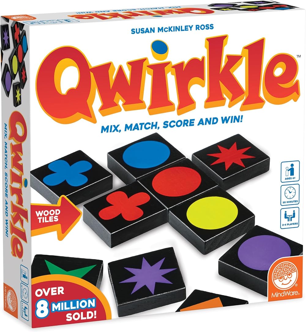 MindWare Qwirkle Game - Colorful Tile Matching Strategy Family Board Game