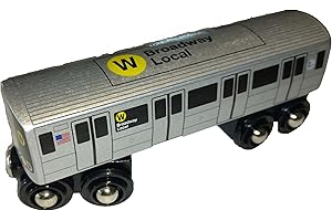 MUNI PALS Munipals New York City Subway Wooden Railway (B Division) W Train/Broadway Local–Child Safe and Tested Wood Toy Train