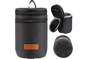 TARION Pro Camera Lens Case Hard Case Lens Pouch Padded Camera Lens Carry Bag for DSLR SLR Lens Professional Shockproof Lens Storage Bag Black Size Medium 3.5x4.7 inches