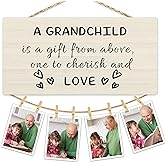 Hiuwevt Grandchild Grandparents Picture Frame Photo Hanging Display, Grandma Grandpa Grandparents Gifts, Best Grandparent Gifts from Grandkids Picture Board Photo Holder for Wall Decor