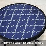 PHI VILLA Folding Side Table - Blue Small Round Patio Coffee Table view 5