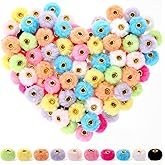 Giegxin 120 Pcs Fluffy Faux Fur Pom Poms Beads 20mm Mixed Colors Soft Puff Fuzzy Spacer Pop Beads for Pens DIY Jewelry Keychain Handicrafts Craft Accessories
