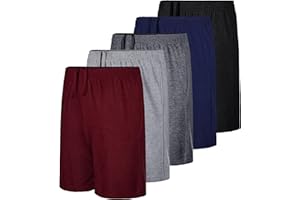 QWE 5 Pack Boys Athletic Shorts Kids Youth Basketball with Pockets Dry-Fit Active Soccer Gym Shorts