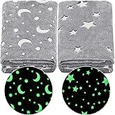 2 Pcs Glow in The Dark Throw Blanket Christmas Birthday Gifts for Kids, Flannel Fleece Soft Warm Cozy Kid Throw Blanket for Boys Girls, 47 x 59 Inch