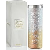 Onebttl Dog Mom Gifts, Dog Lover Gifts for Women, Best Dog Mom Ever, 20 oz Glitter Silver-Gold Insulated Tumbler - Mastiff Mom