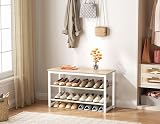SIMPDIY 3 Tier Shoe Rack Bench White Oak Load 150kg Entryway Hallway view 7