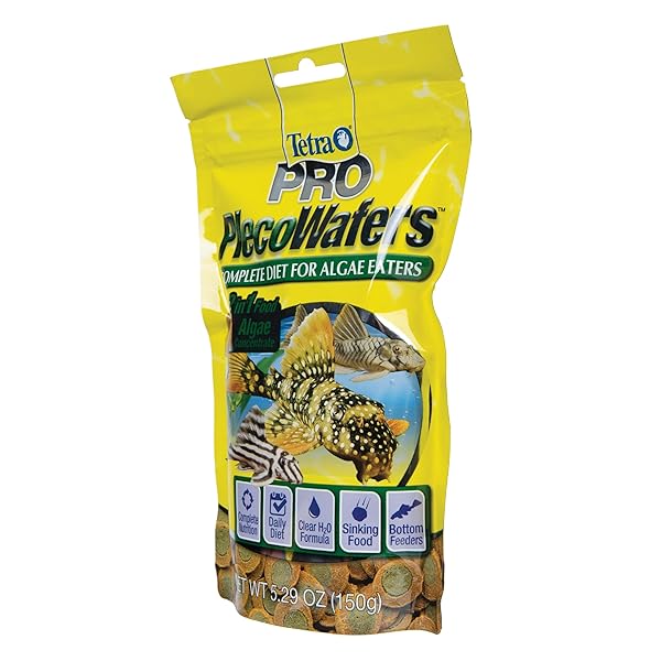 TETRA PRO PLECOWAFERS 5.29 OUNCES, NUTRITIONALLY BALANCED VEGETARIAN FISH FOOD FOR BOTTOM FEEDERS, CONCENTRATED ALGAE CENTER