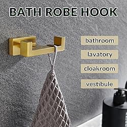 APLusee Double Robe Towel Hook Brushed Gold, 304