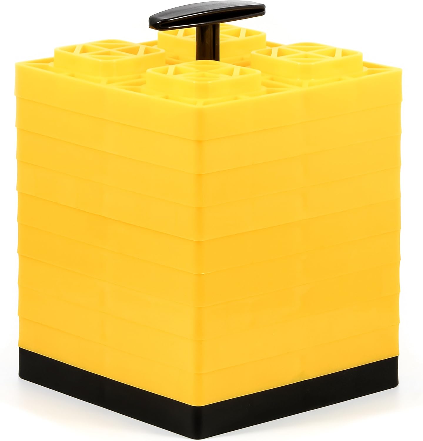 Camco FasTen 2x2 RV Leveling Block For Single Tires, Interlocking Design Allows Stacking To Desired Height, Includes Secure T-Handle Carrying System, Yellow (Pack of 10): Automotive
