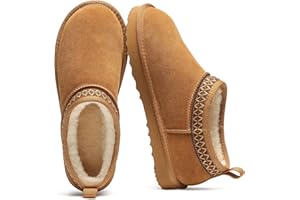 Litfun Genuine Suede Mini Boots for Women Winter Fuzzy Snow Boots Short Ankle Boot with Fur Lined