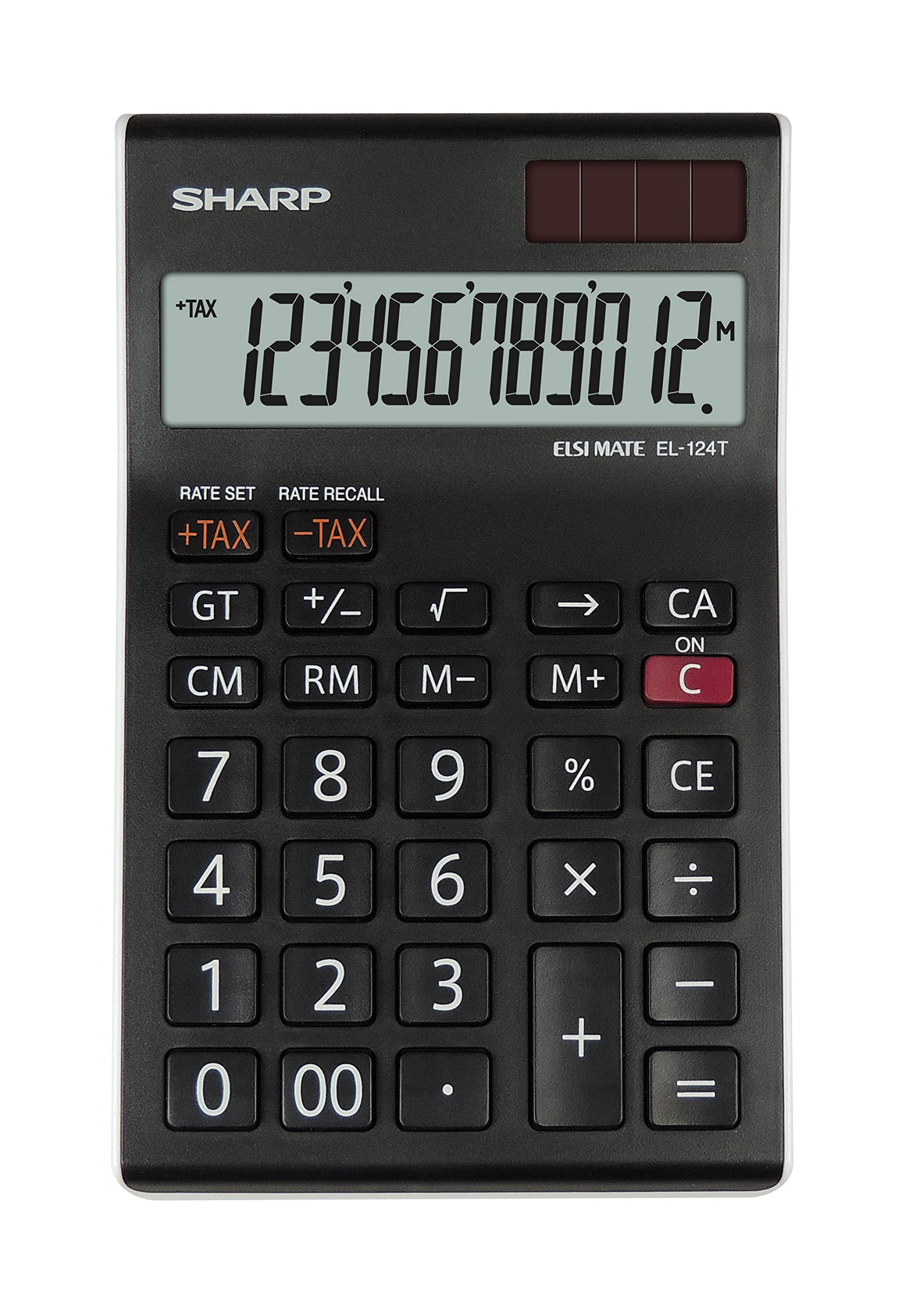 Sharp EL124TWH Desk Calculator - Black