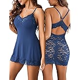 Avidlove Lingerie for Women Sexy Babydoll Lingerie Dress Lace Trim Sleep Dress Back Criss-Cross Straps Lingerie