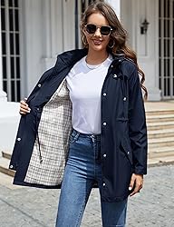 LOMON Women Rain Jacket Lightweight Hooded Jackets