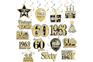 ZOIIWA 36PCS Black Gold Birthday Decorations for Women Vintage Hanging Swirls Party Streamers Supplies Ceiling Hanging Retro Decor for 30th 40th 50th 60th 70th 80th 90th Birthday Party Favors-Color 05