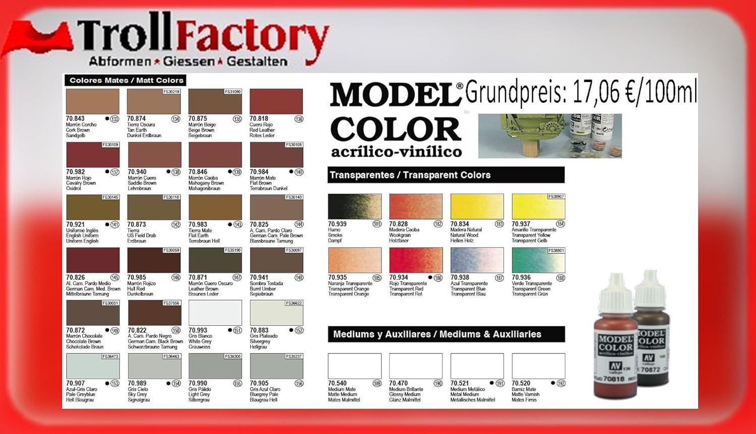 Vallejo Model Color 183 Light Wood (Natural Wood) 17 (834) Amazon.co