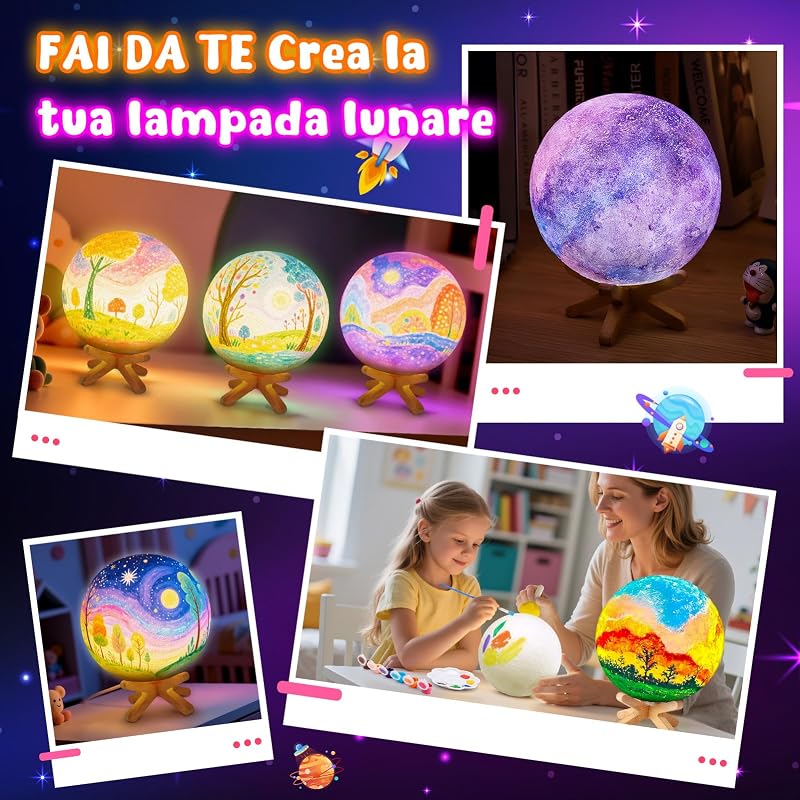 Kits Set di artigianato Set di pittura per lampada lunare Bambini dai 6 7 8 9 10 anni,Regalo per Ragazze 10 11 12 anni Set di pittura per lampada lunare Regalo di compleanno Ragazze 6-12 anni