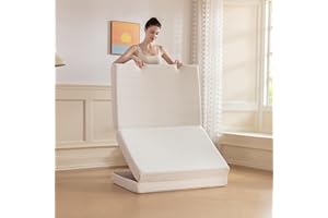 MLILY Folding Mattress, 4 inch Twin Tri-fold Memory Foam Mattress, Foldable Mattress with Storage Bag and Washable Cover, Travel and Guest Mat, 75"×38", White