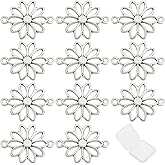 SUNNYCLUE 1 Box 50Pcs Flower Connector Charms Hollow Flower Charm Daisy Two Loop Double Sided Alloy Links Connectors Linking Charms for Jewelry Making Charms Bracelet Earrings Supplies Adult Women