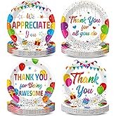 48Pcs Colorful We Appreciate You Paper Plates Thank You Party Supplies Appreciation Tableware Disposable Thankful Plates for Teacher Employee Doctors Nurse Appreciation Week Retirement Party Decor