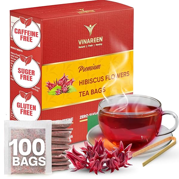 VINAREEN HIBISCUS TEA BAGS, 100 COUNT – HERBAL...