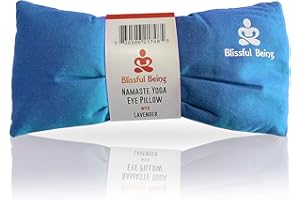Blissful Being Cotton Namaste Yoga Eye Pillow with Lavender - Lavender Eye Pillow Perfect for Savasana, Meditation, Relaxation, and Yoga - Soft, Organic Cotton (Aqua)