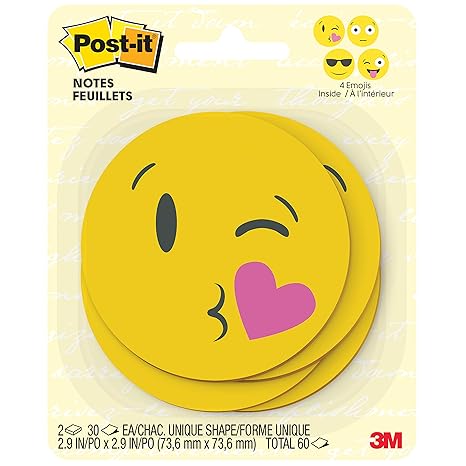 Post It Printed Notes 3 In X 3 In Emoji Designs 4 Alternating Faces 2 Padspack 30 Sheetspad Bc 2030 Emoji