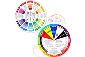 Outus 2 Pcs Color Wheel, Paint Mixing Learning Guide Art Teaching Tool Color Wheels for Makeup Blending Board Chart Mixed Guide Mix Colours(9.06 Inch/ 23 cm)