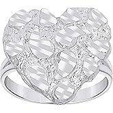 Jewels By Lux Sterling Silver Womens Heart Nugget Fashion Bridal Anniversary Engagement Wedding Ring