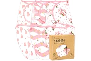 Bublo Baby Newborn Swaddles 0–3 Months – GOTS Certified Organic Cotton Baby Swaddle Blankets, Soft Breathable Infant Swaddle for Newborn Girls (3-Pack)