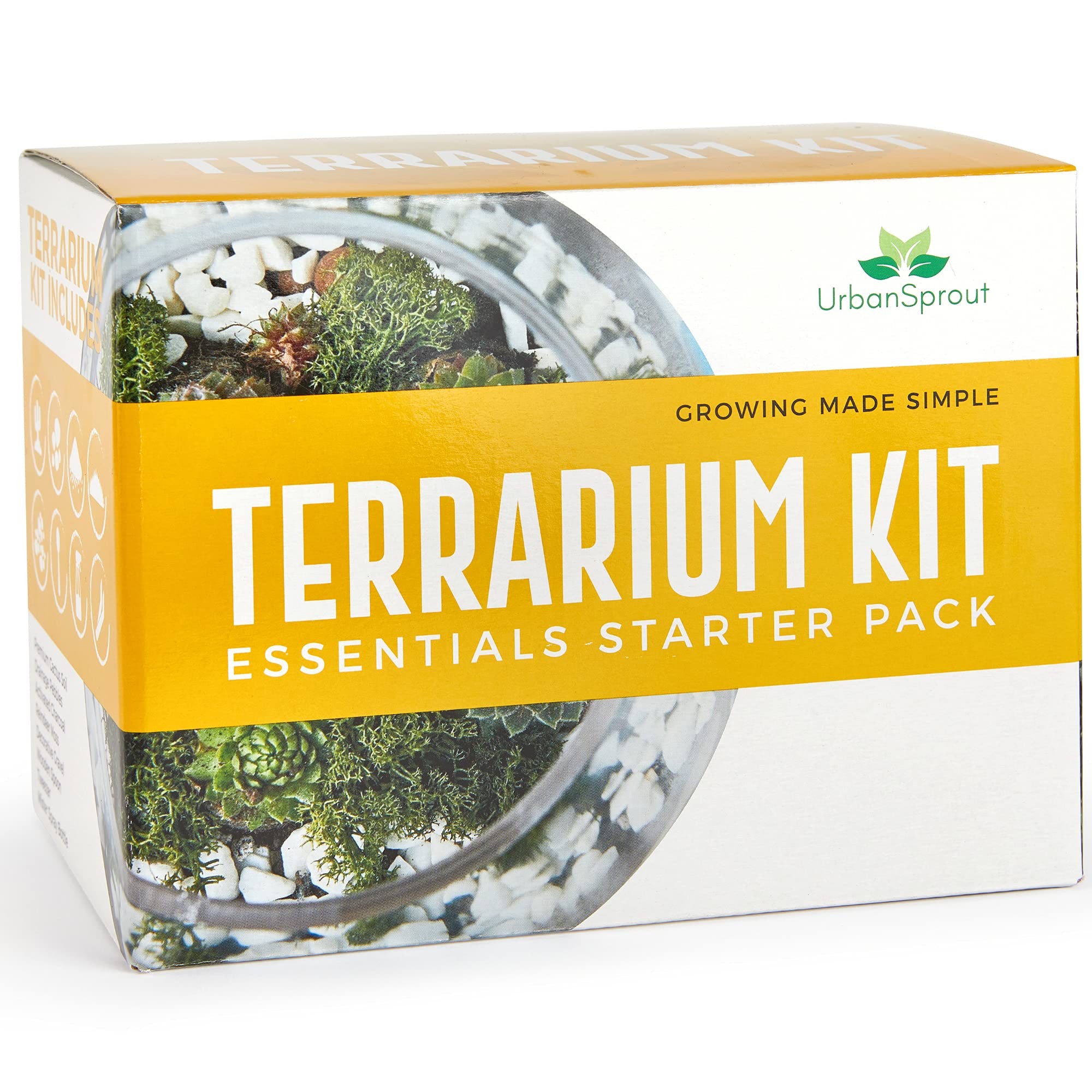 Terrarium Starter Kit – Complete DIY Set with Soil, Moss, Activated Charcoal, Gravel & Tools to Build Your Own Glass Terrarium Garden - Perfect for Succulent, Cactus - Great Gift Idea
