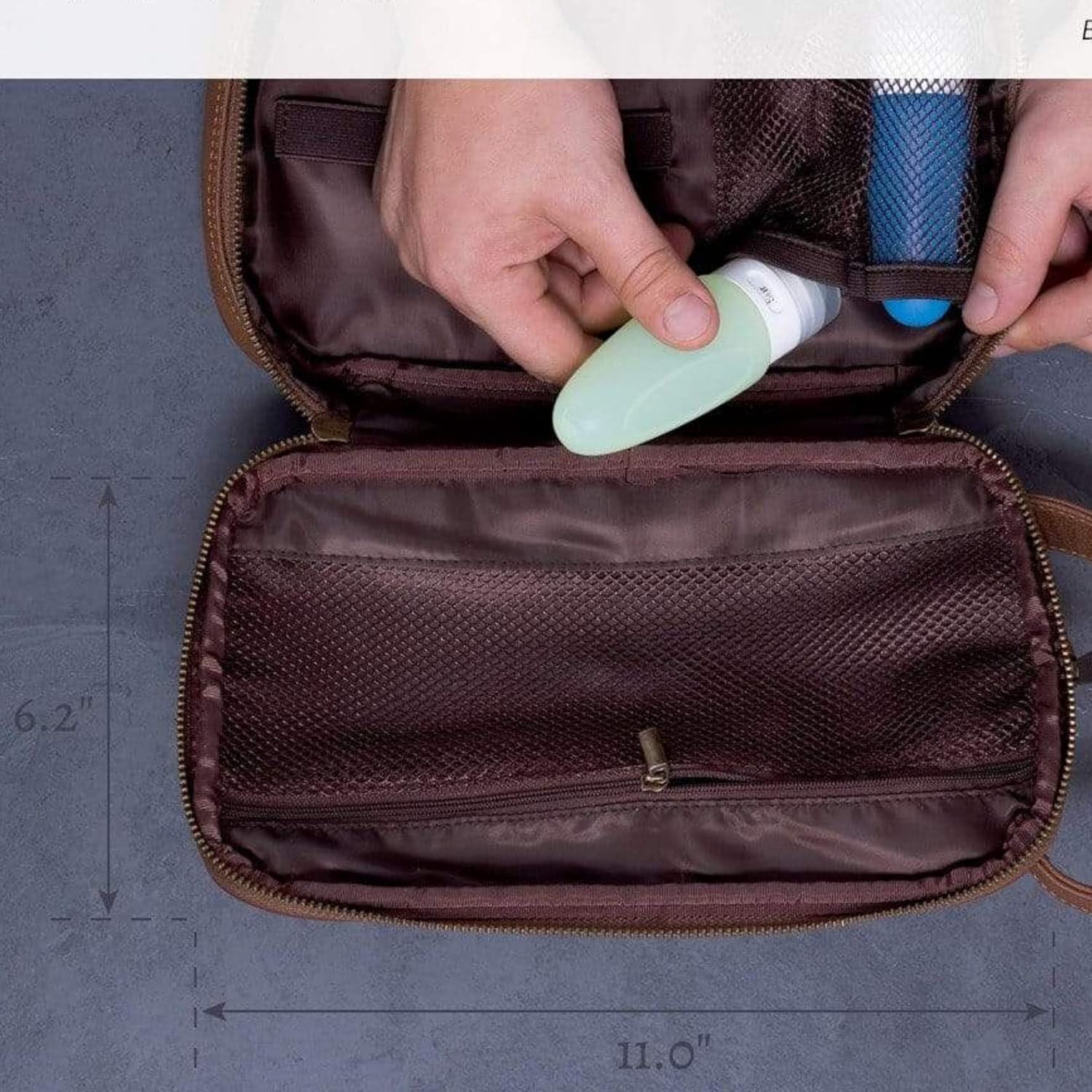 Vetelli Leather Toiletry Bag For Men. Our Dopp Kit Comes With 2 Silicone Travel Bottles And Is A Perfect Gift And Travel Accessory: Clothing