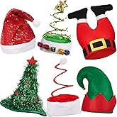Syhood 6 Pieces Christmas Santa Hat Funny Novelty Christmas Tree Cap for Adults New Year Xmas Carnival Party Costume Accessories Props