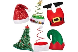 Syhood 6 Pieces Christmas Santa Hat Funny Novelty Christmas Tree Cap for Adults New Year Xmas Carnival Party Costume Accessories Props