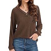 Balivsa Long Sleeve Shirts for Women V-Neck Button Down Lightweight Tops Blouses Sweaters Fashion Clothing