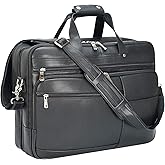 Polare X-Large 18" Full Grain Leather Briefcase For Men Business Travel Case Messenger Bag Fits 17.3" Laptop