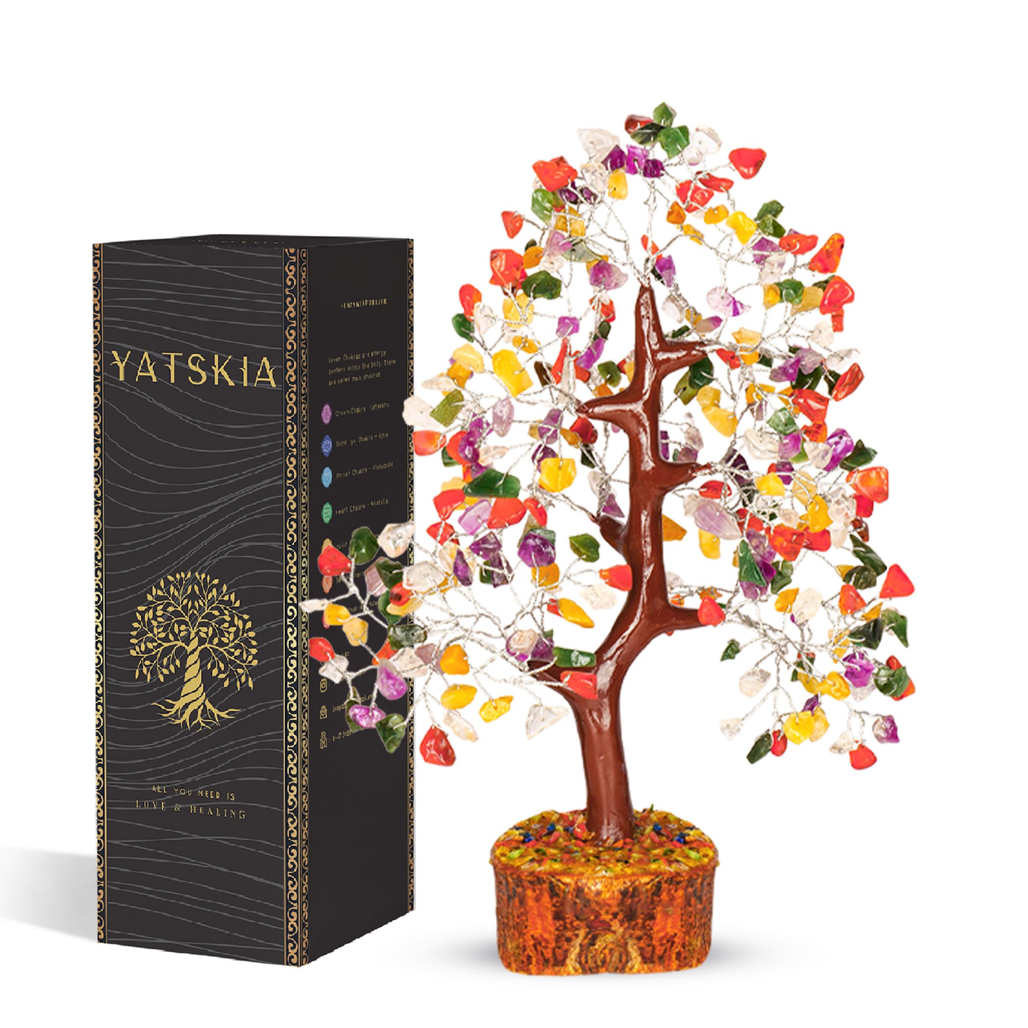 Chakra Tree - Room Decor - Bonsai Tree - Desk Decorations for Women Office - Gemstones and Crystals - Crystal Tree of Life - Meditation Accessories - Housewarming Gift - Money Tree, Chakra Decor