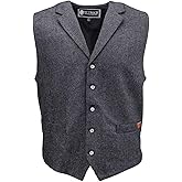 OUTBACK TRADING Men's Jessie Vest | Lightweight Button Down Wool Western Outdoor Vest with Adjustable Back Slide Belt