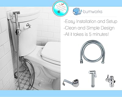 Image: Bumworks Cloth Diaper Toilet Sprayer Kit by Kaydee Baby | Brass Chrome Hand Held Bidet | Perfect Cloth Diaper Toilet Sprayer | Strong Pressure and Brass Nozzle Gets Job Done!