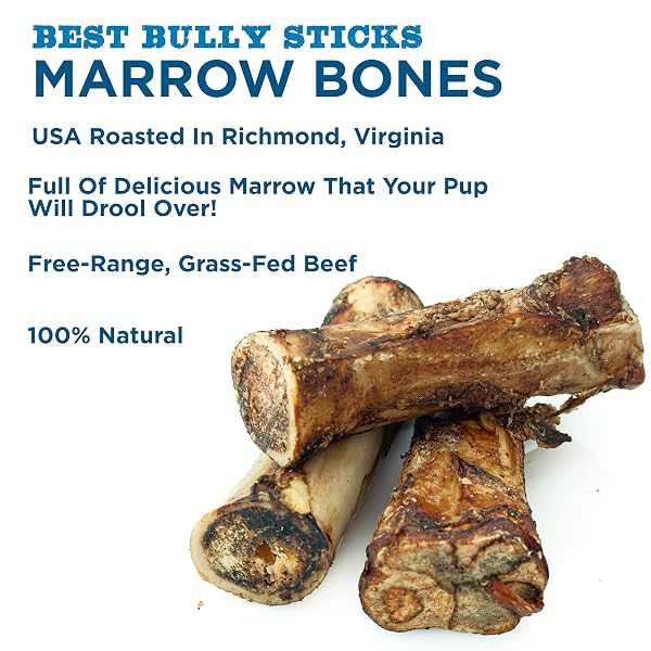 BEST BULLY STICKS MARROW BONES – 3 COUNT (PACK OF 1) – USA PACKED, HEALTHY SNACK, GRASS-FED BEEF, LONG-LASTING, GREAT FOR LARGE BREEDS
